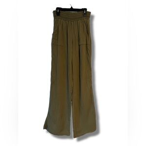 Rewash Wide Leg Green Pants with Flowing Silhouette - Cut Hem